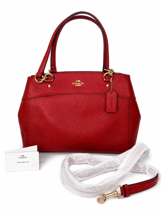 Coach Handbags - Coach Brooke Carryall Washed Red Crossgrain Leather Shoulder Bag Crossbody Purse